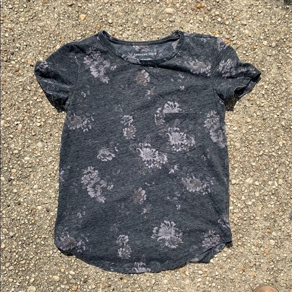 Floral Grey T-Shirt with pocket